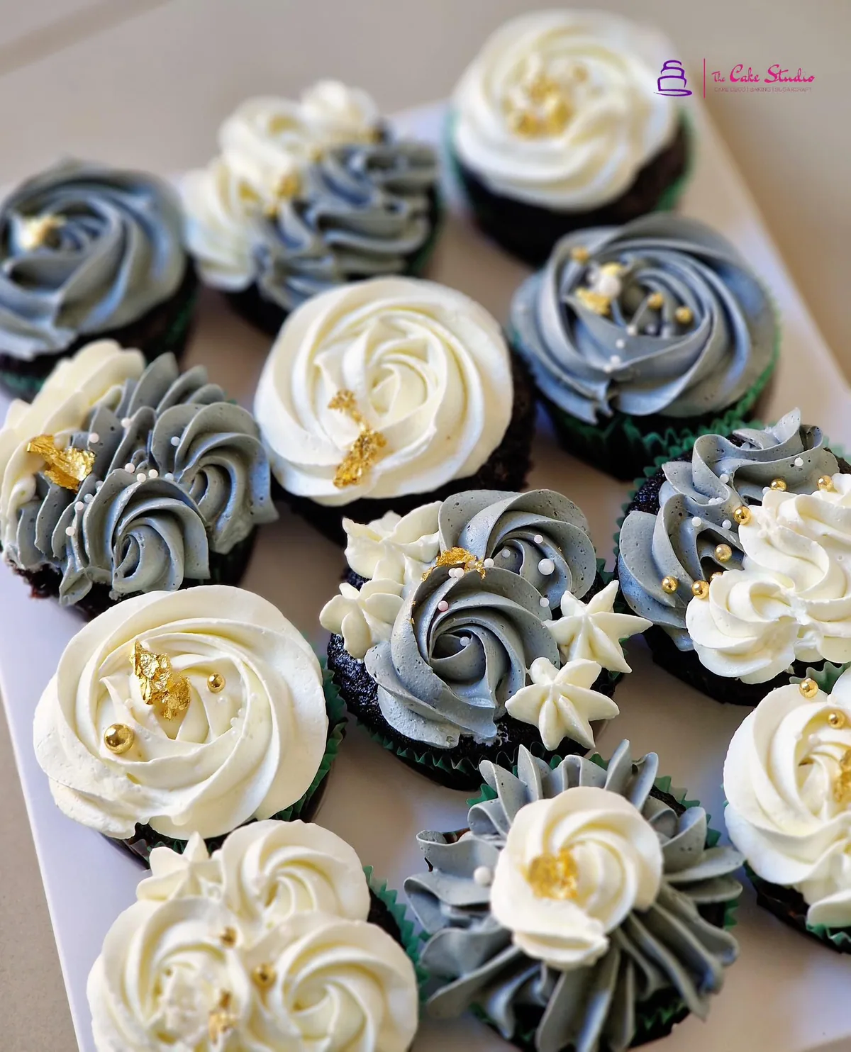 Cream buttercream celebration cupcakes with gold pearls, butterflies, and a Bestie topper, by The Cake Studio Harare